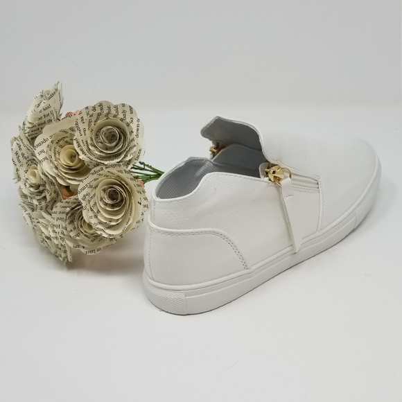 Women Walking Shoes, Fashion Zipper Sneakers, SN-2808, White - Picture 3 of 5